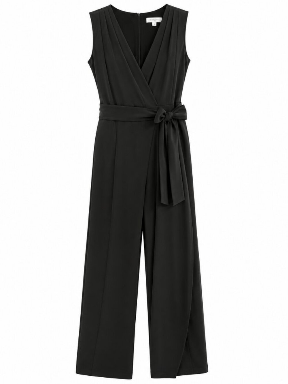 Shelby & Palmer Black V-Neck Sleeveless Jumpsuit with Waist Tie